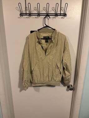 Vintage Bobby Jones 100% Silk Luxor Resort Golf Pullover Windbreaker Jacket Beig